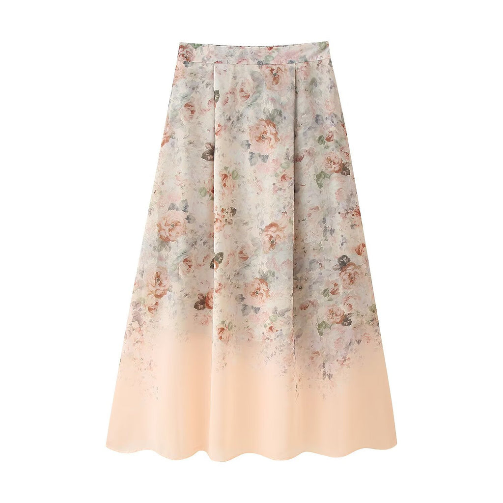 Lydia Flower print long sleeved shirt+skirt set