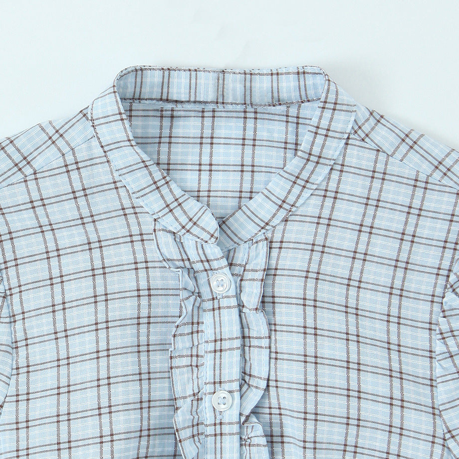 Grid layered decorative short dress