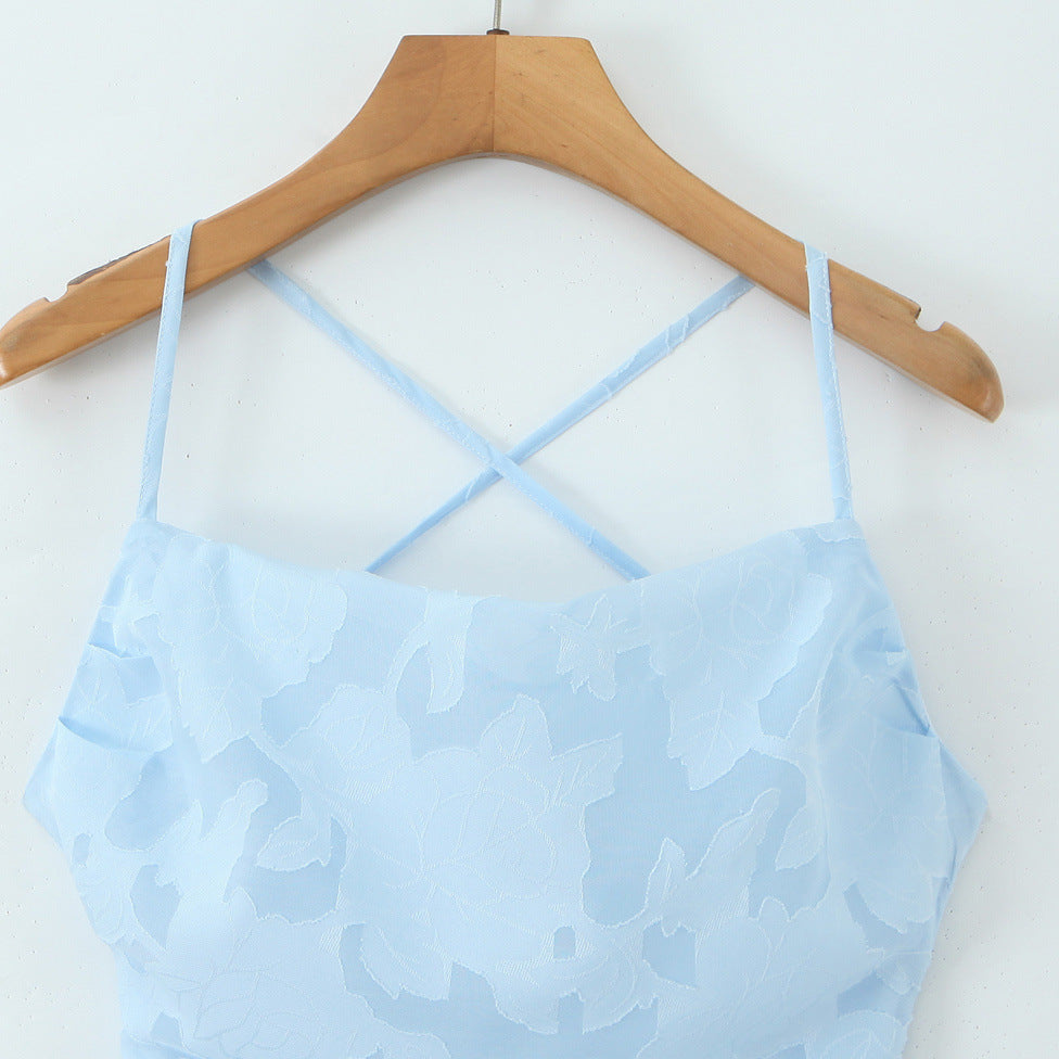 Style New Women's Fashionable Floral Cut-Out Tie-Back Backless Dress