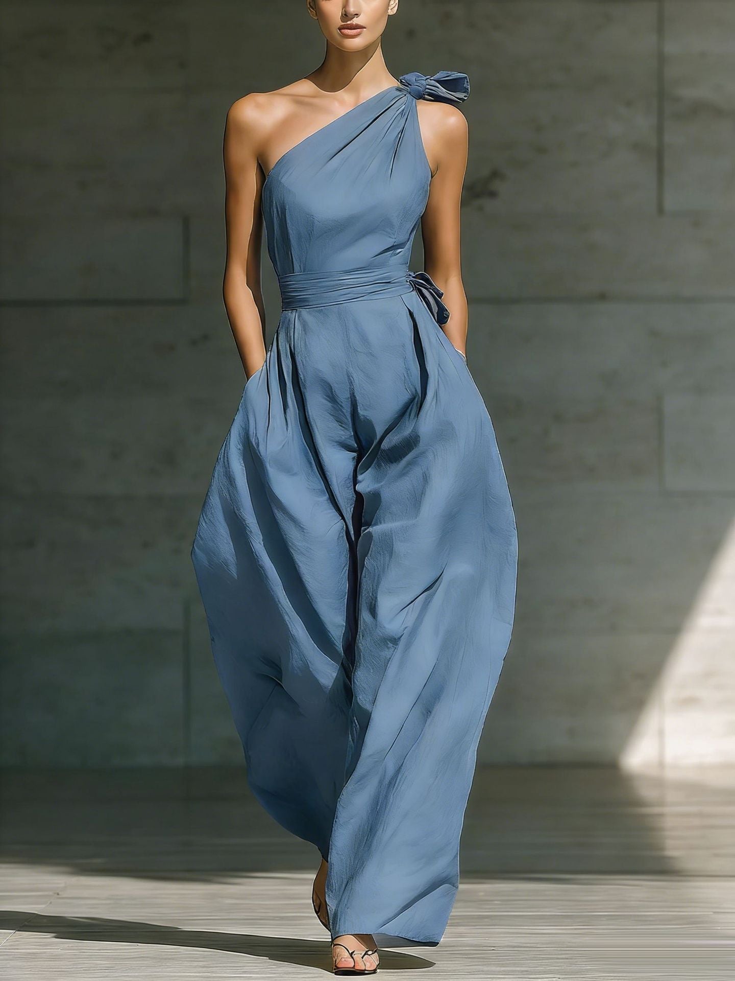 Danielle Sleeveless shoulder cinched jumpsuit