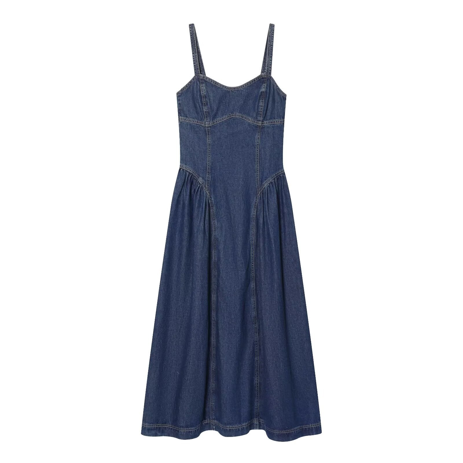 Lisa Casual flared skirt denim camisole skirt