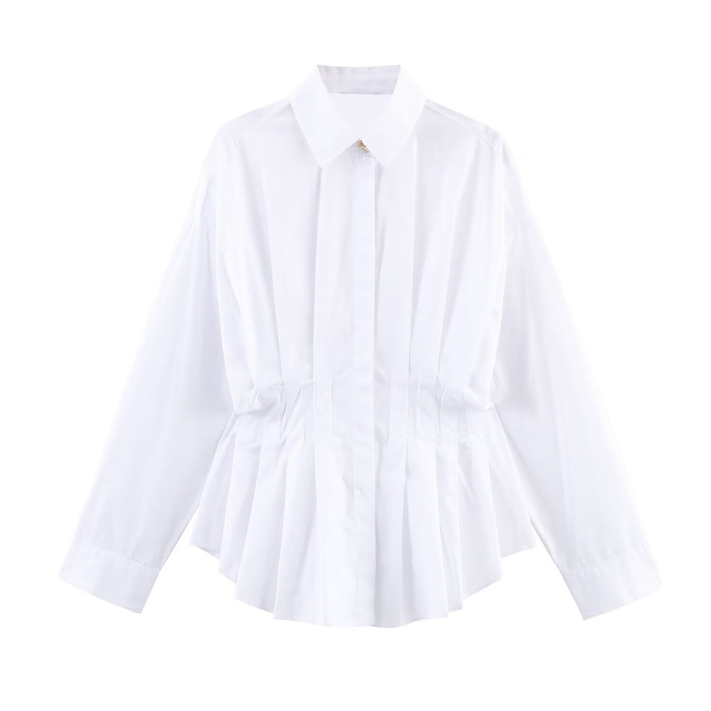 Fashionable Pleated Poplin Shirt