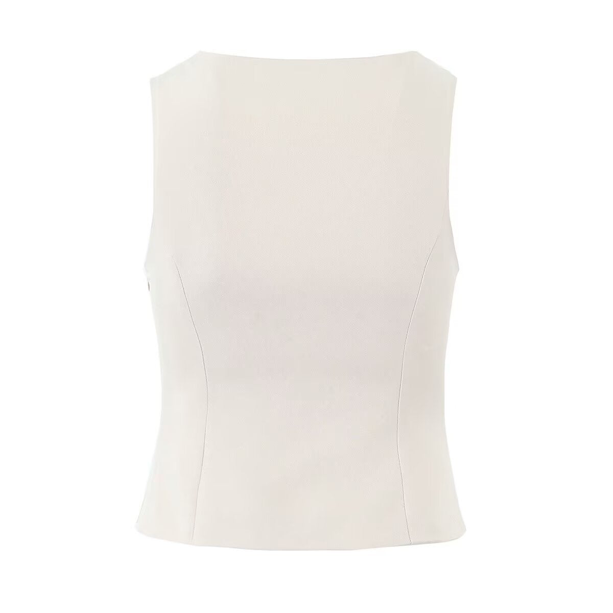 Fashionable Women's V-Neck Sleeveless Fitted Crop Top