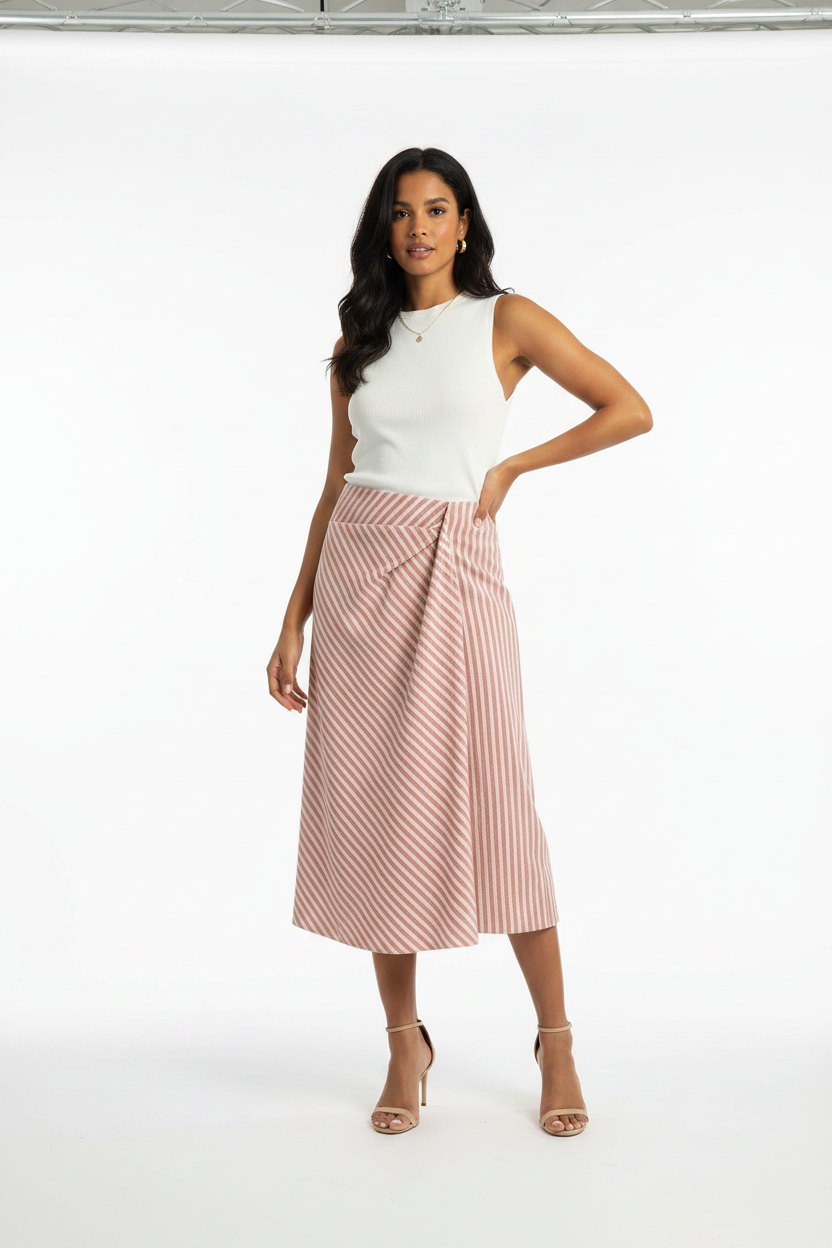 Katherina striped pleated skirt