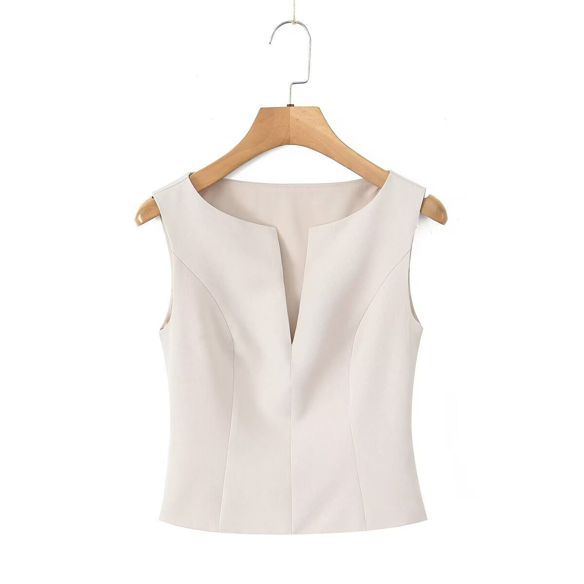 Hot girl V-neck sleeveless slim fit vest top