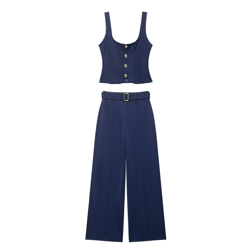 Button twill top and pants set