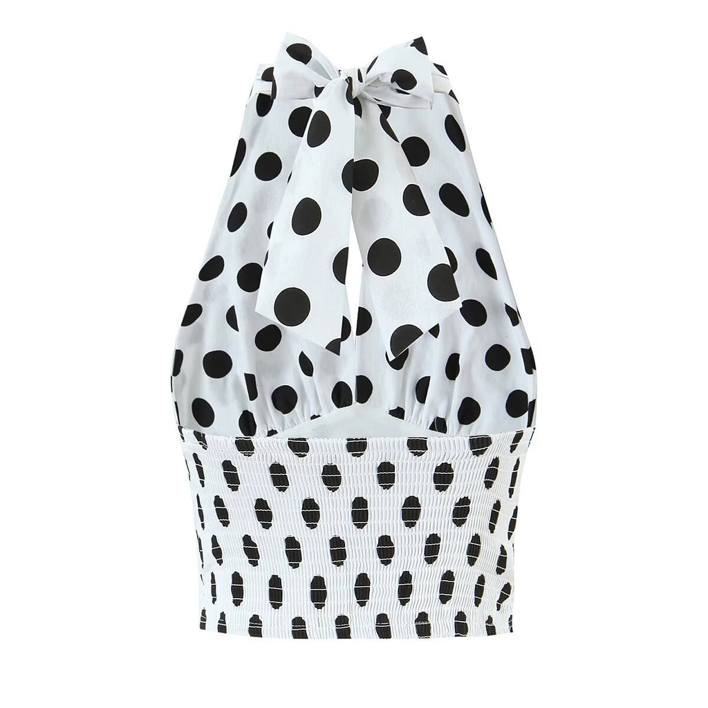 Lisa Polka Dot Crop Top and Mid-Length Skirt