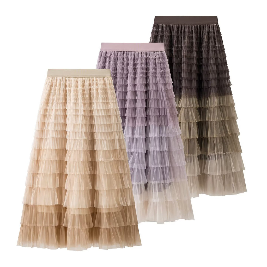 Gradient mesh half body cake skirt