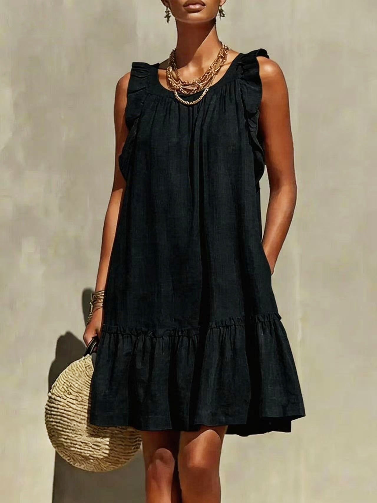 Gabriella Casual Loose Round Neck Sleeveless Dress