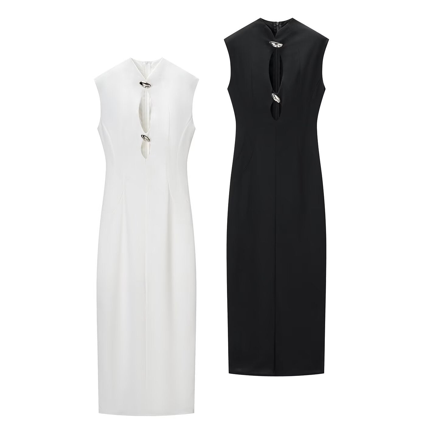 Katheide Elegant sleeveless hollow ripple dress