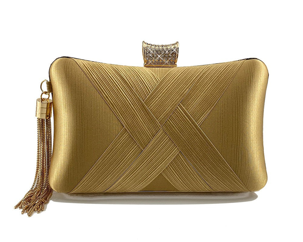 Tina Tassel metal woven diamond buckle evening handbag shoulder bag