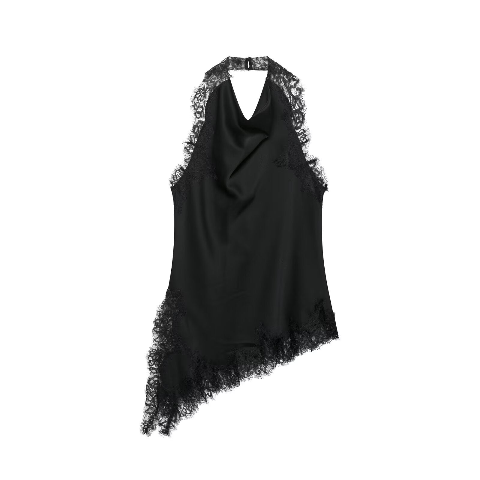 Neck collar lace top+skirt set