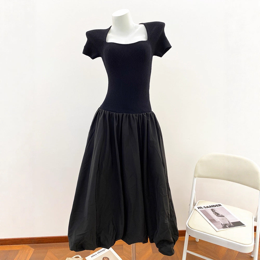 Elegant Houndstooth Style Pleated Fit-and-Flare Dress for Women with Belted Waist and Vintage Charm