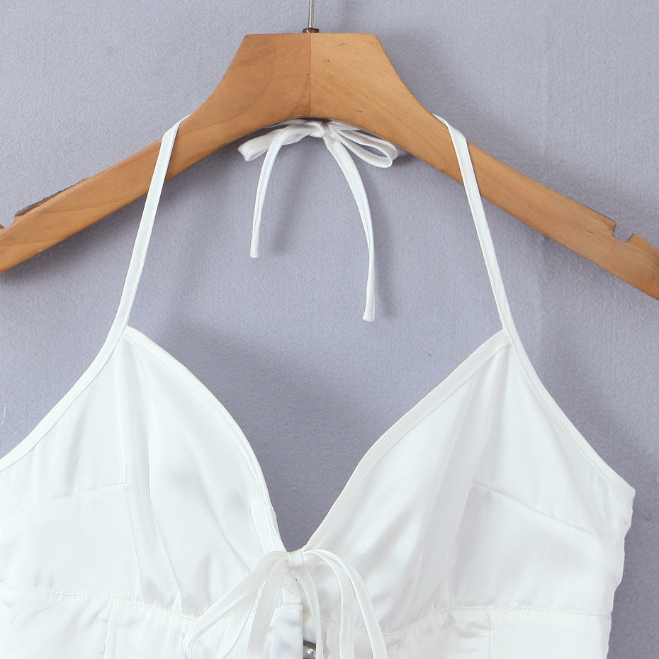 Dragon bone buckle back eyeliner hanging neck satin shaping top