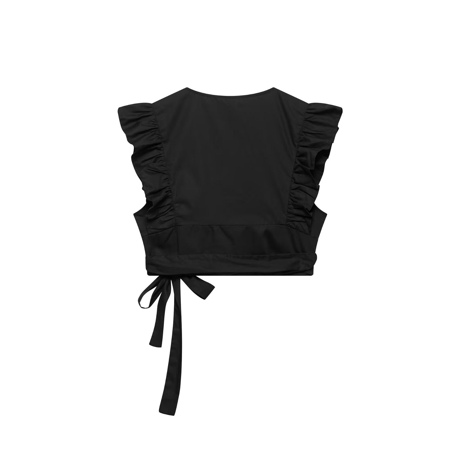 Wrap up short top+half skirt set