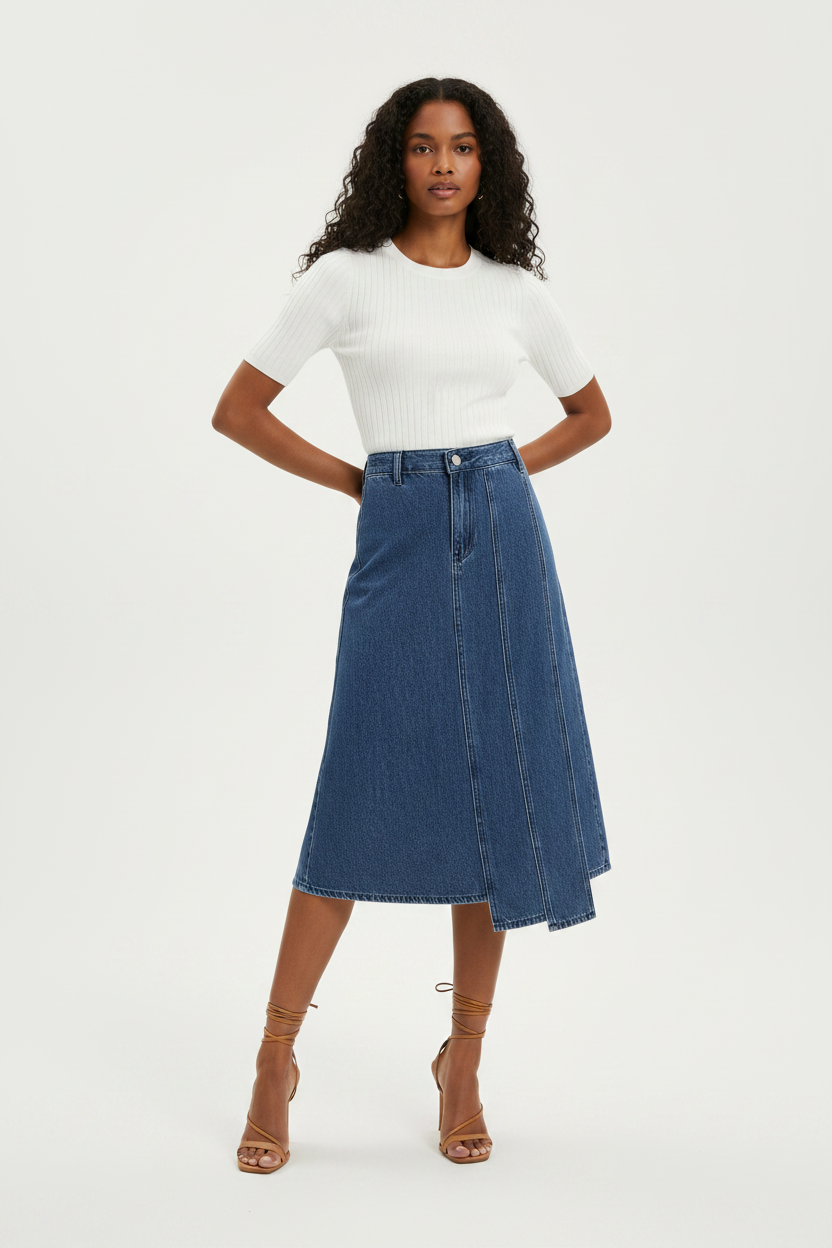 Gabrielle Retro style street high waisted denim skirt