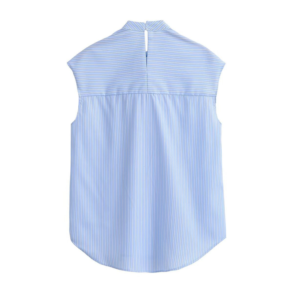 Hamptons Bound Striped Pussy-Bow Top