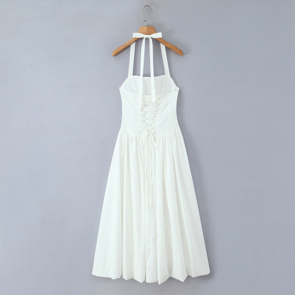 Ariel dress with hanging neck collar