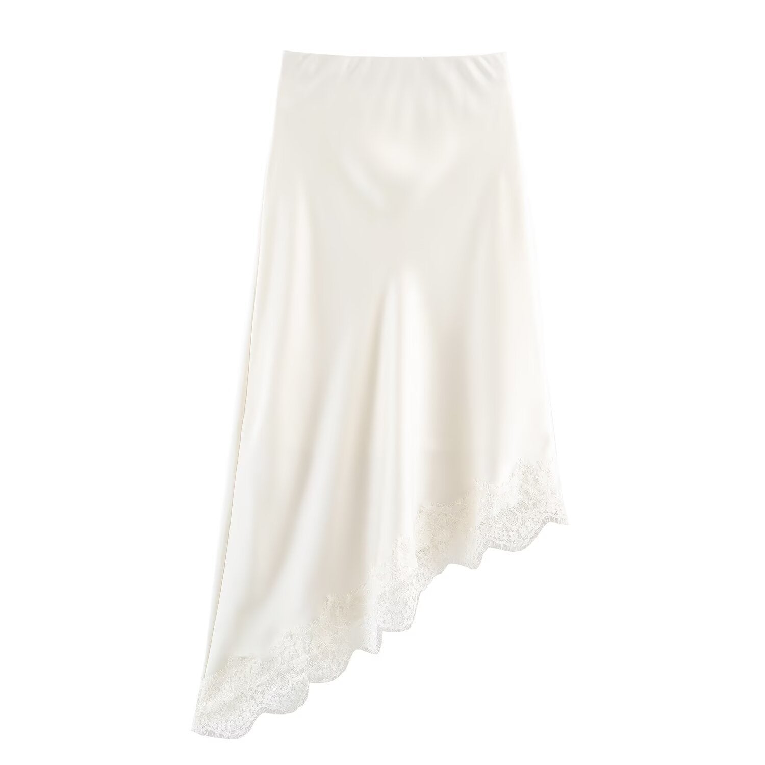 Satin acetate lace patchwork irregular skirt