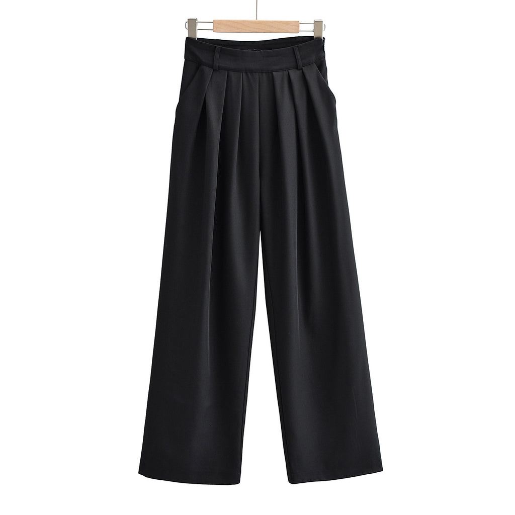 Ariel Loose pleated straight leg hanging wide leg casual pants