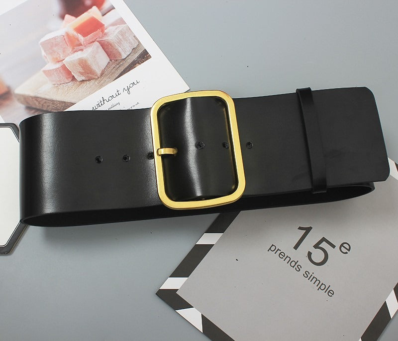 Autumn and Winter New Fashion Sheepskin Wide Belt Waist Cover Looks Thin