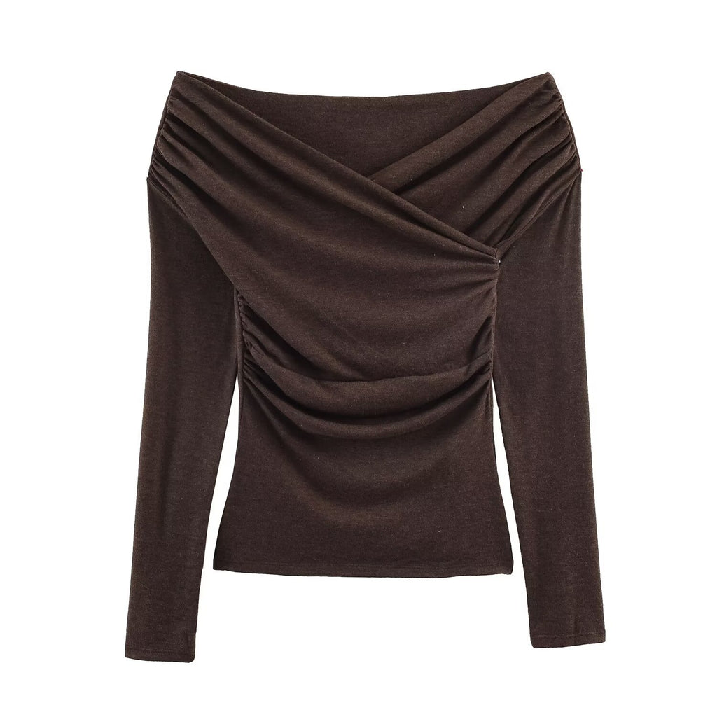 Double pleated collar pleated top for women's clothing