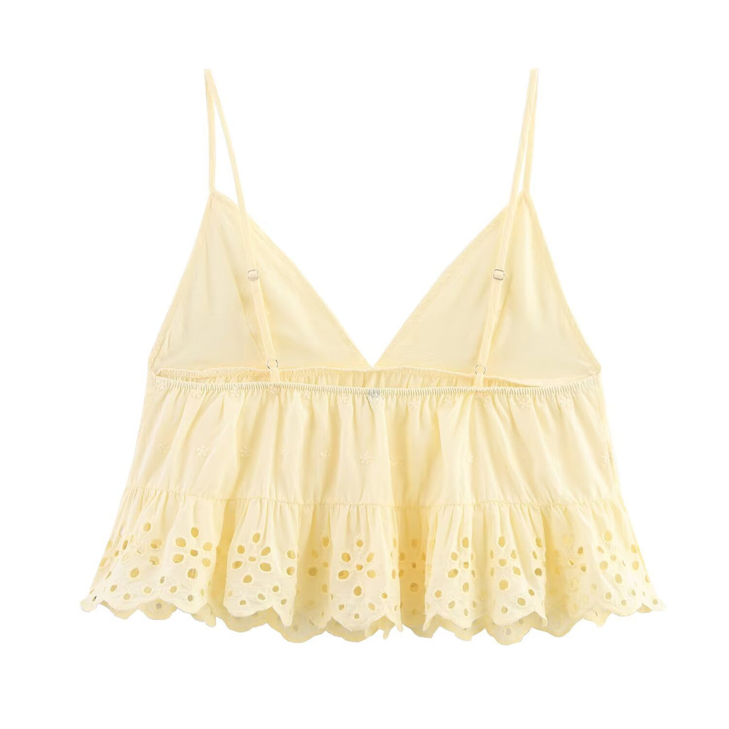 Salma Embroidered Poplin Top+Embroidered Shorts Set