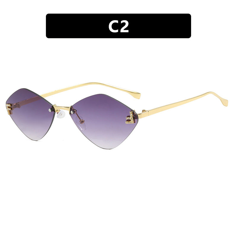 Frameless diamond shaped sunglasses