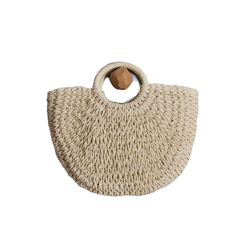 Amelia handmade woven straw beach tote bag