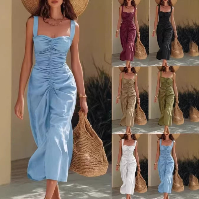 Naya Pleated Waist, Strapless, Fitted Silhouette Dress