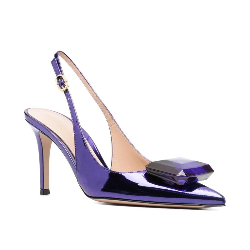 Pointed Water Diamond One Button Shoes