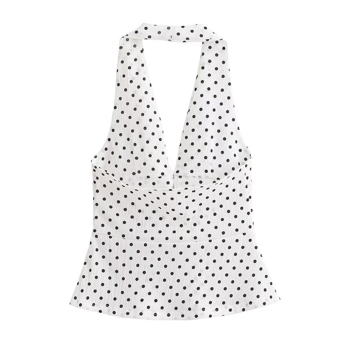 Brooklyn Polka dot collar top+flared pants set