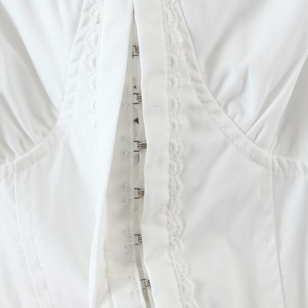 Sandra Bubble sleeves slim fit and slimming white dress
