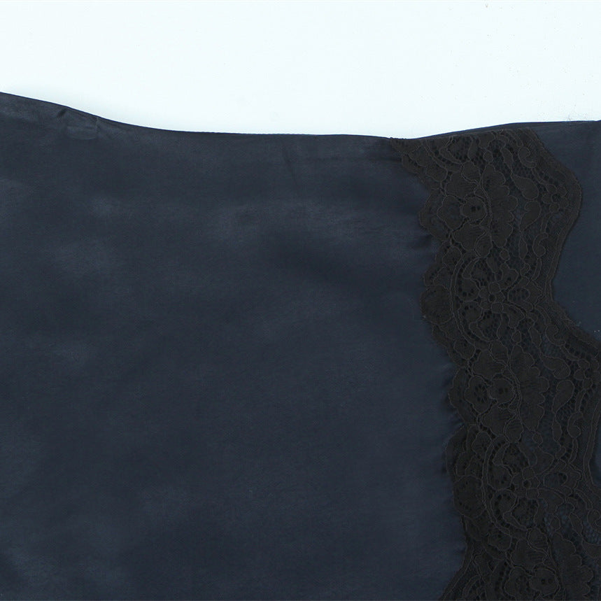 Splicing lace satin texture mini skirt