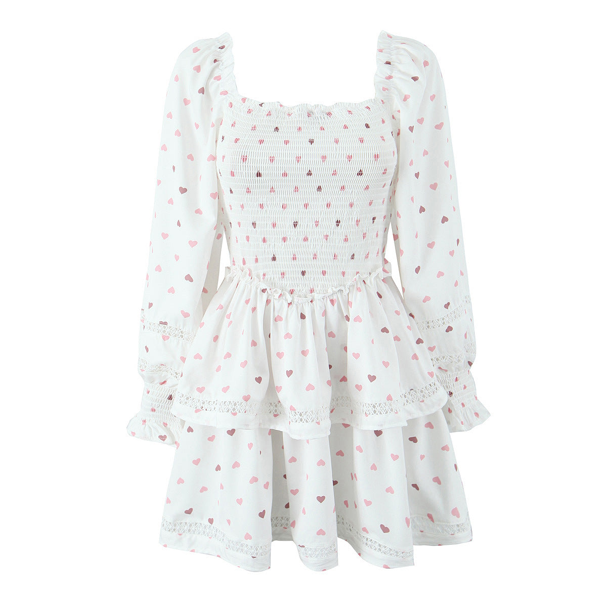 Elastic heart printed dress