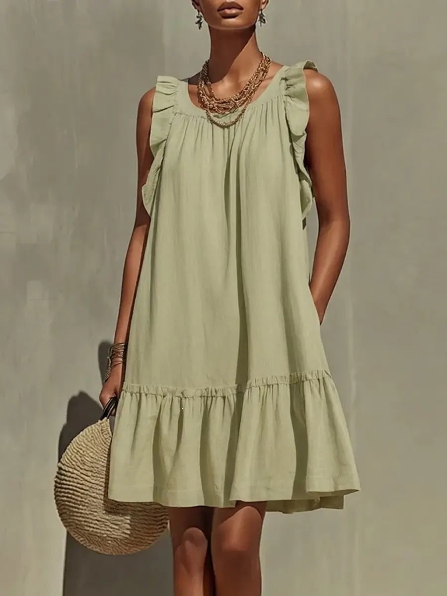 Gabriella Casual Loose Round Neck Sleeveless Dress