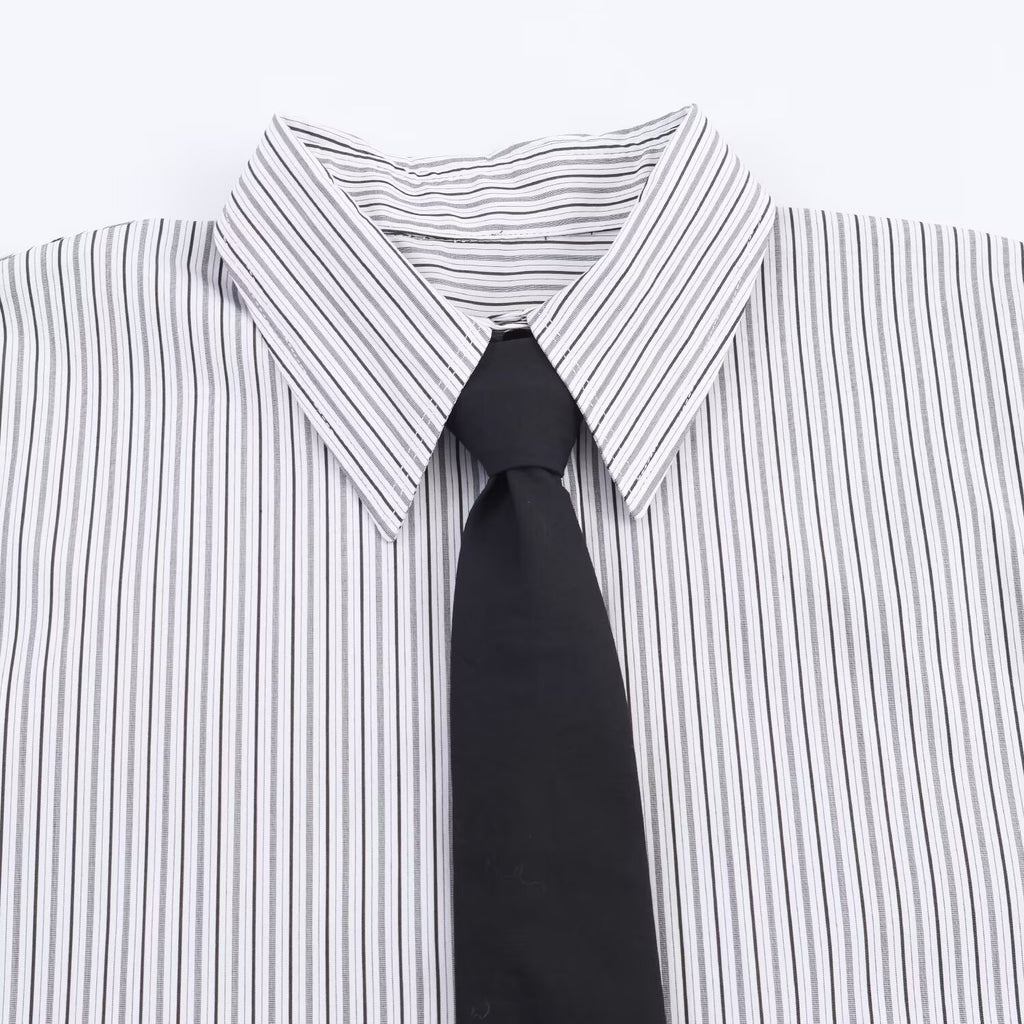 Tie decoration poplin casual shirt