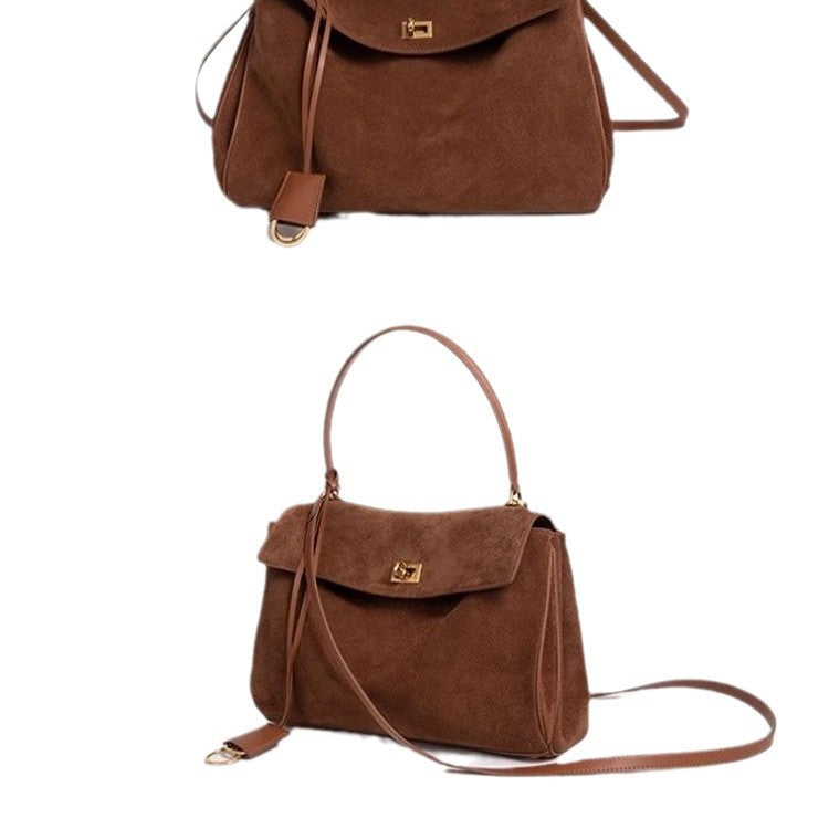 Vintage. Suede Matte Tote Bag, Elegant Shoulder Crossbody Bag .