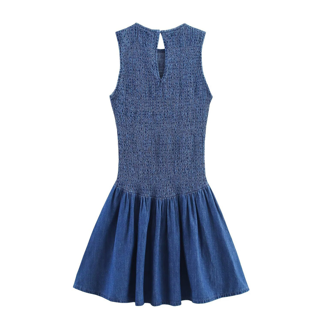 Lisa Summer Blues Drop-Waist Mini