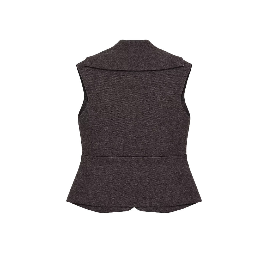 Style Solid Color Sleeveless Turn-down Collar Knit Vest