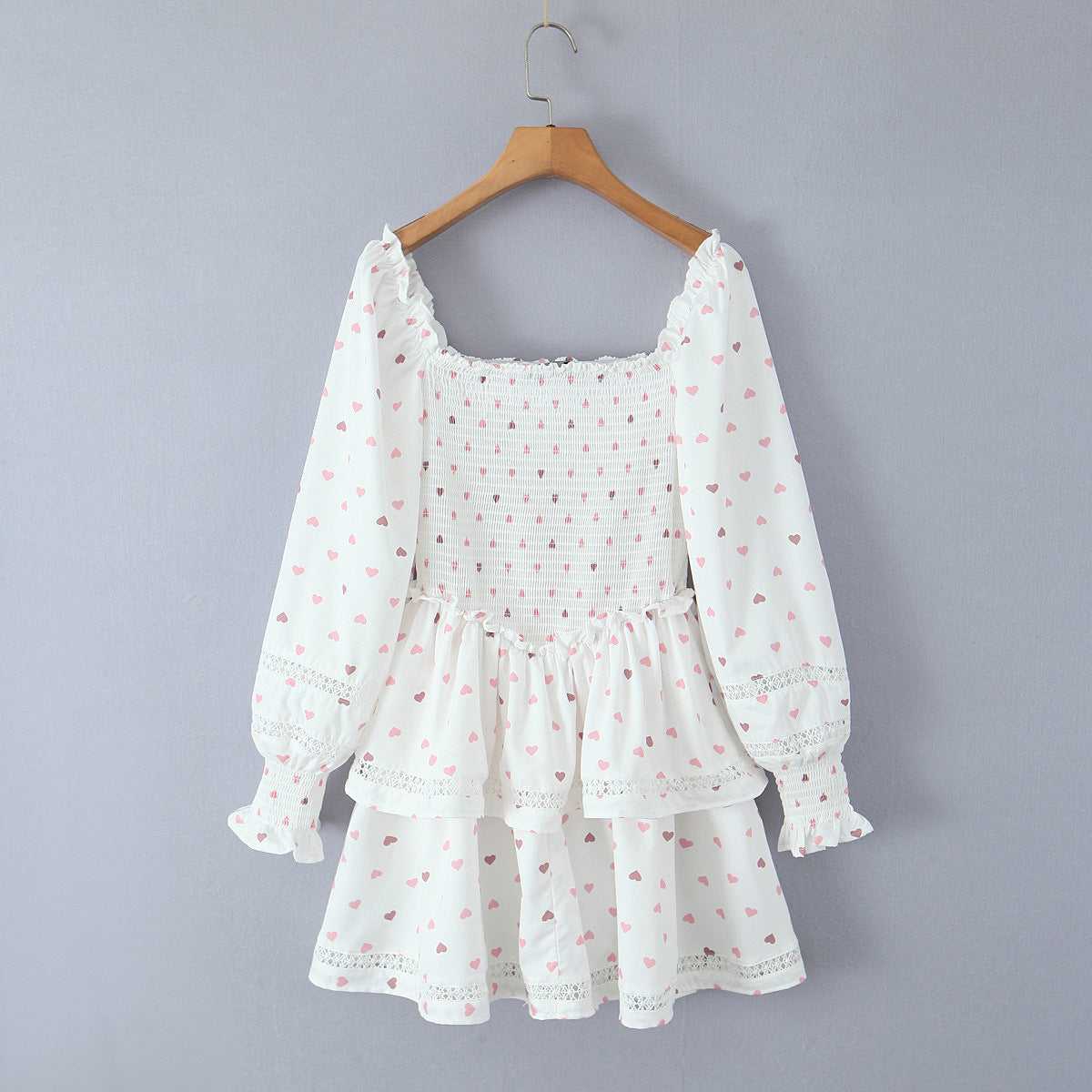 Elastic heart printed dress