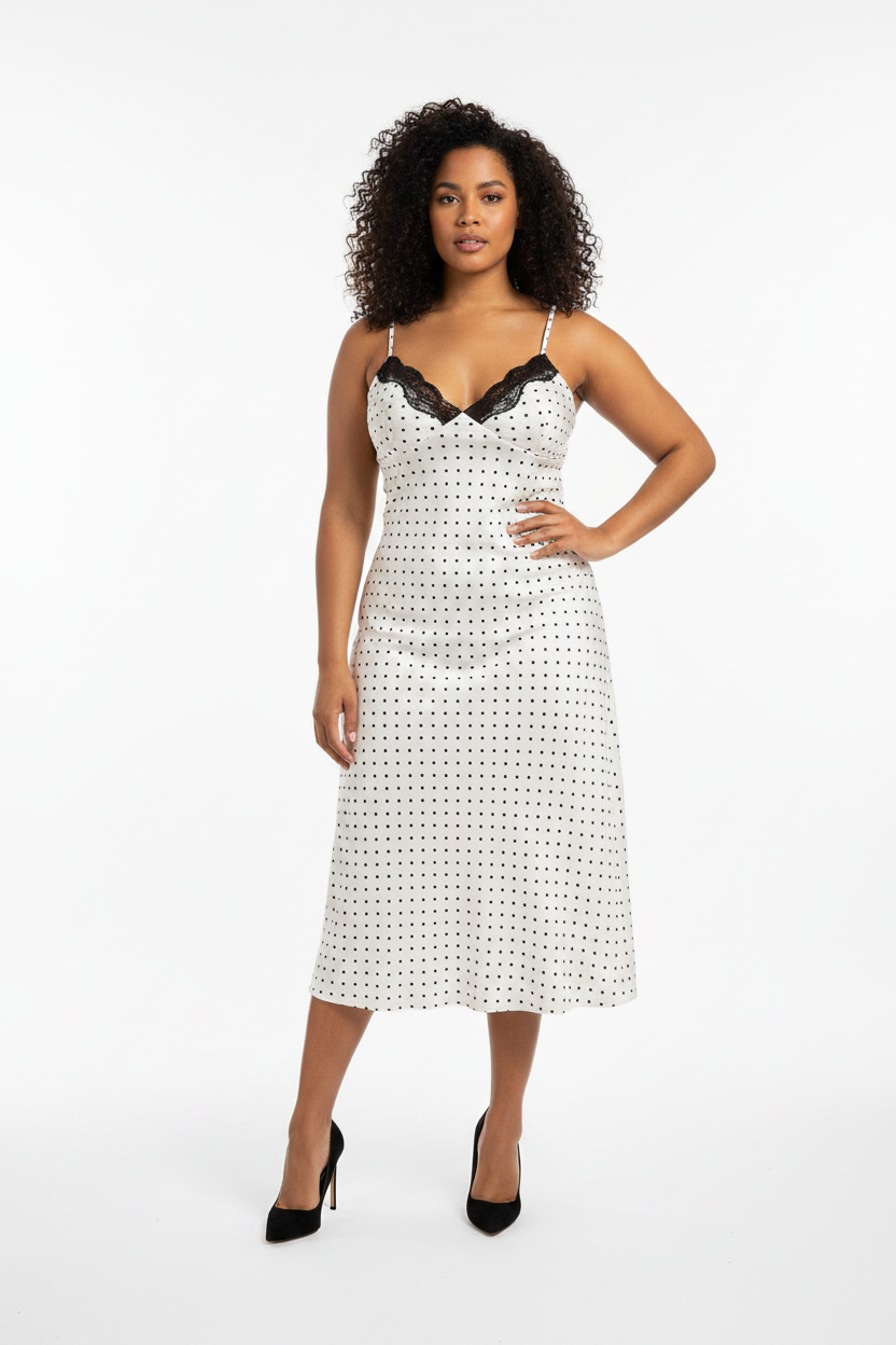 Laura Polka Dot V-neck camisole dress