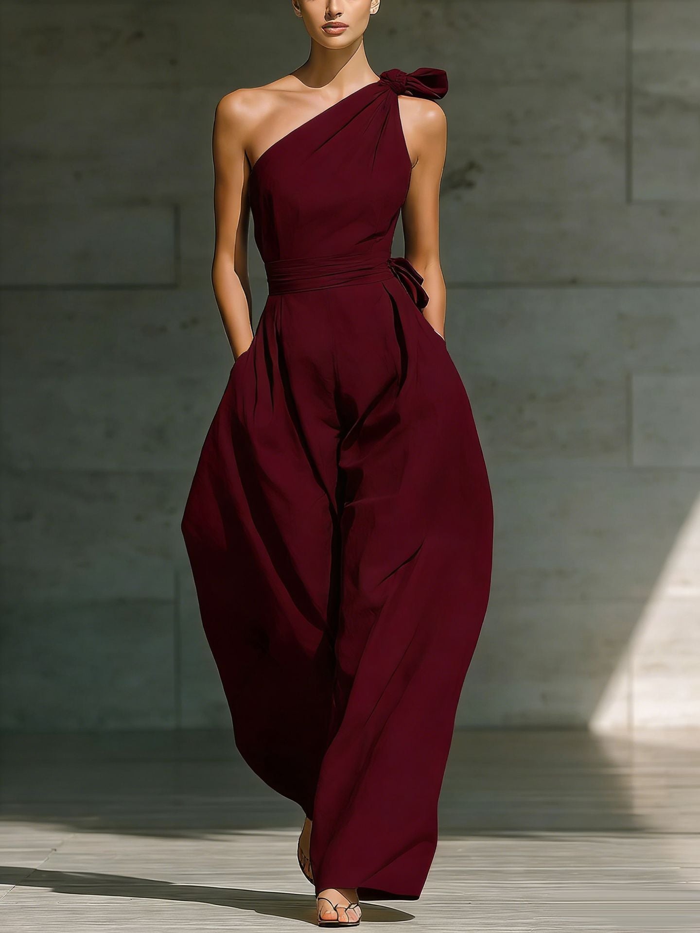 Danielle Sleeveless shoulder cinched jumpsuit