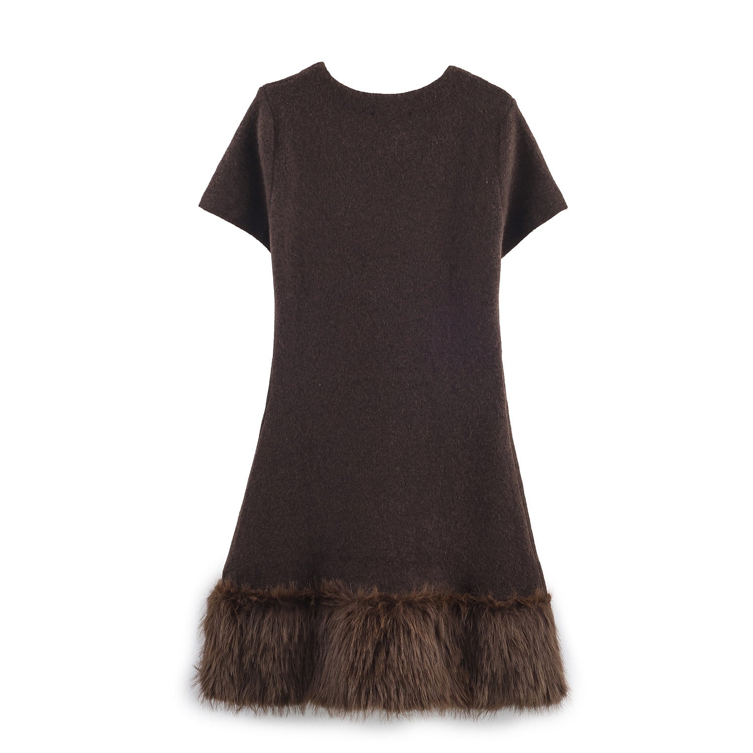 Artificial fur patchwork knitted dress