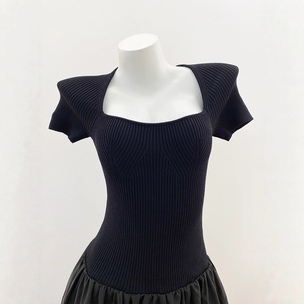 Elegant Houndstooth Style Pleated Fit-and-Flare Dress for Women with Belted Waist and Vintage Charm