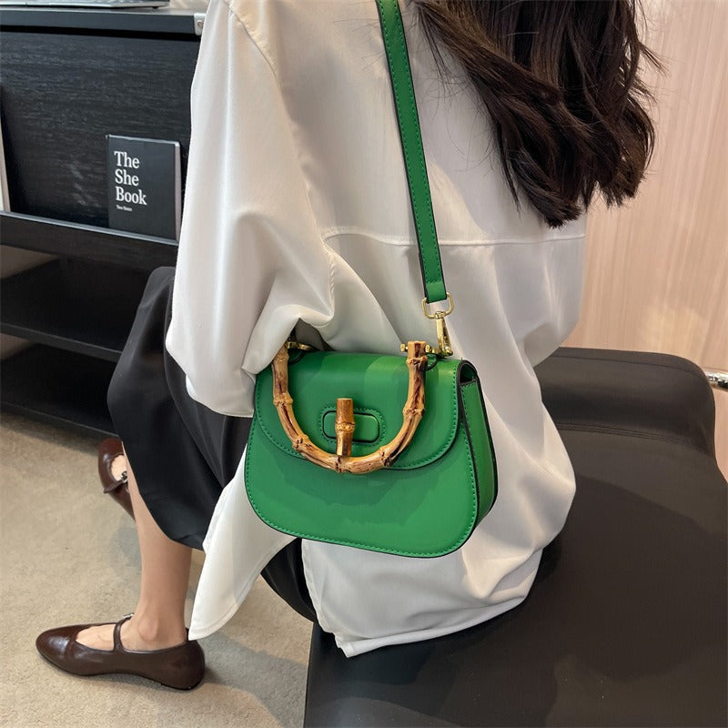 Mary Handheld bamboo shoulder retro saddle bag