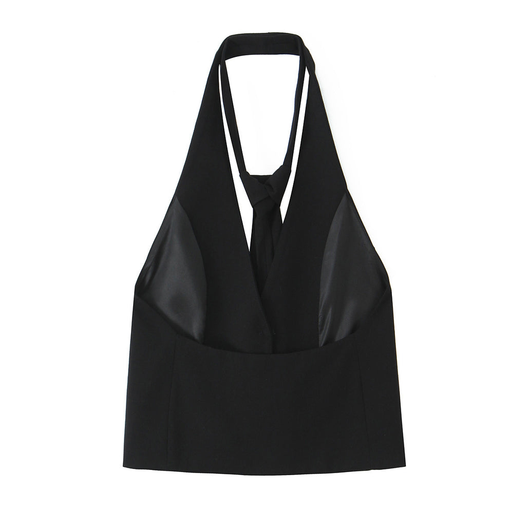 Detachable tie decoration vest style neck hanging collar top