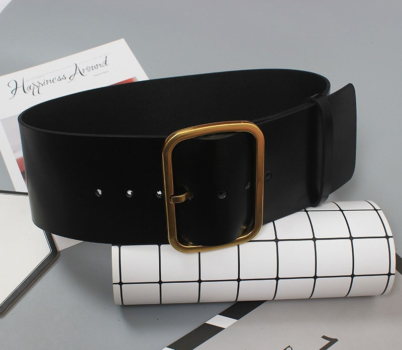 Autumn and Winter New Fashion Sheepskin Wide Belt Waist Cover Looks Thin