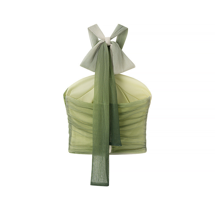 Gradient printed top+skirt set