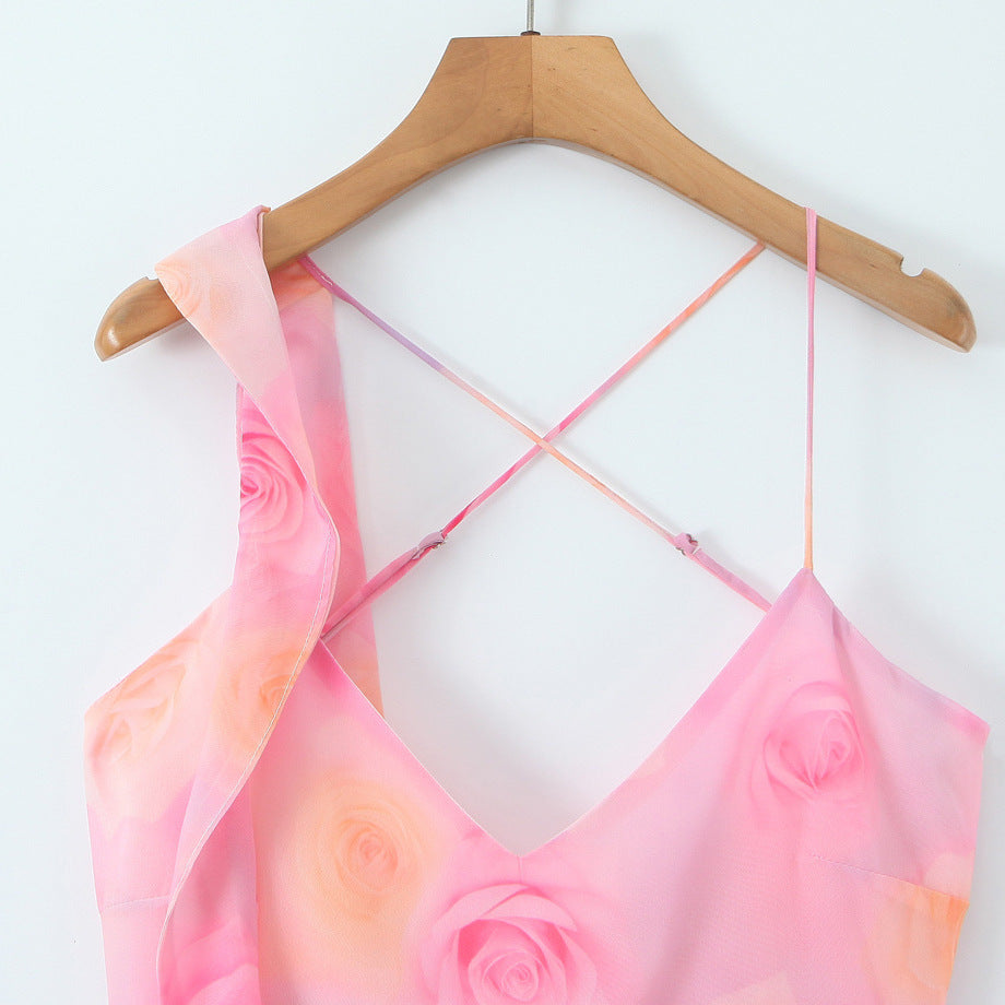 Romantic ruffled irregular floor length skirt